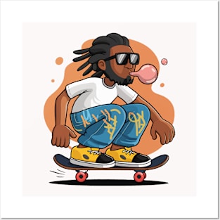 Black Skater Posters and Art